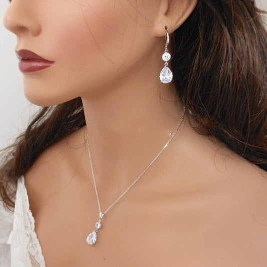 Necklace Earrings Minimalistic Water Drops Suit