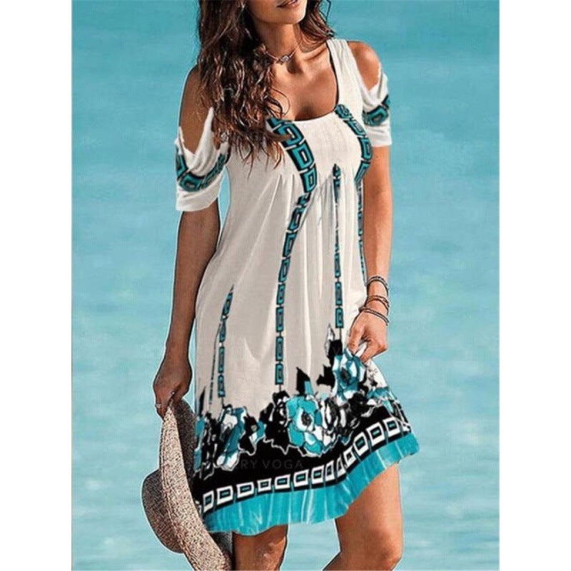 Beach Women's Dress Printed Sexy Strap Dress