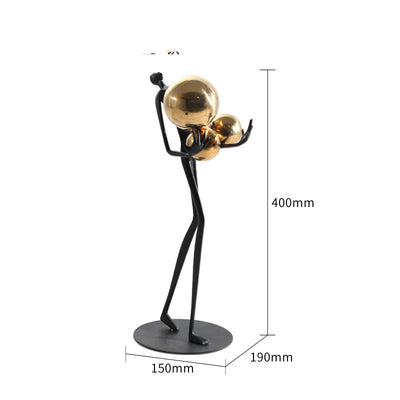 Modern Light Luxury Home Decoration Holding Ball Metal Figure Sculpture