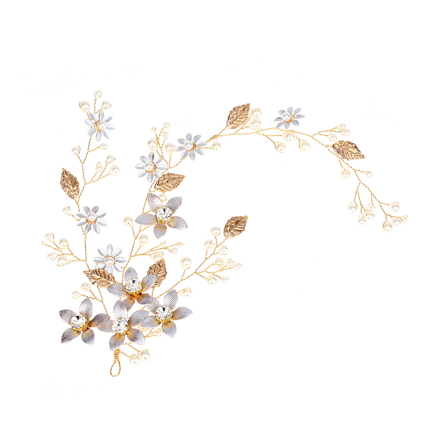 Golden Leaf Flower Hair Band Wedding Dress Accessories - HJG