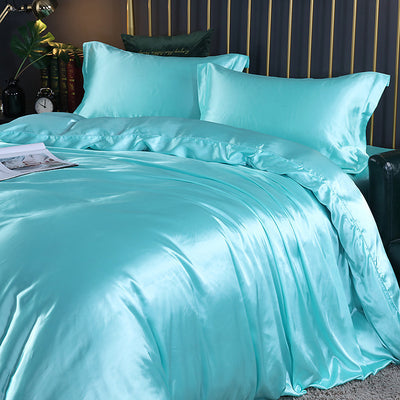 Summer Cool Quilt Cover Satin Sheet Ice Silk Four-piece Air Conditioner