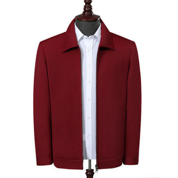 New Middle-aged Men Spring And Autumn New Polo Collar Coat