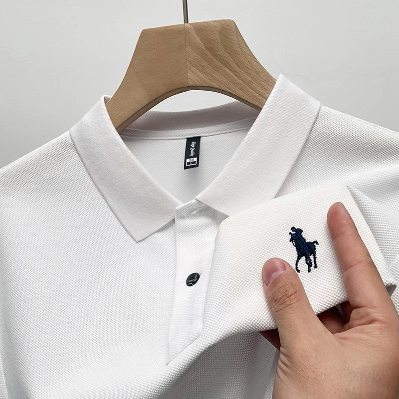 100 Cotton Luxury Brand Men's Polo Shirt Summer Lapel Spur Embroid Half Sleeve T - shirt Korean Fashion Breathable 2024 Men's Wear - HJG