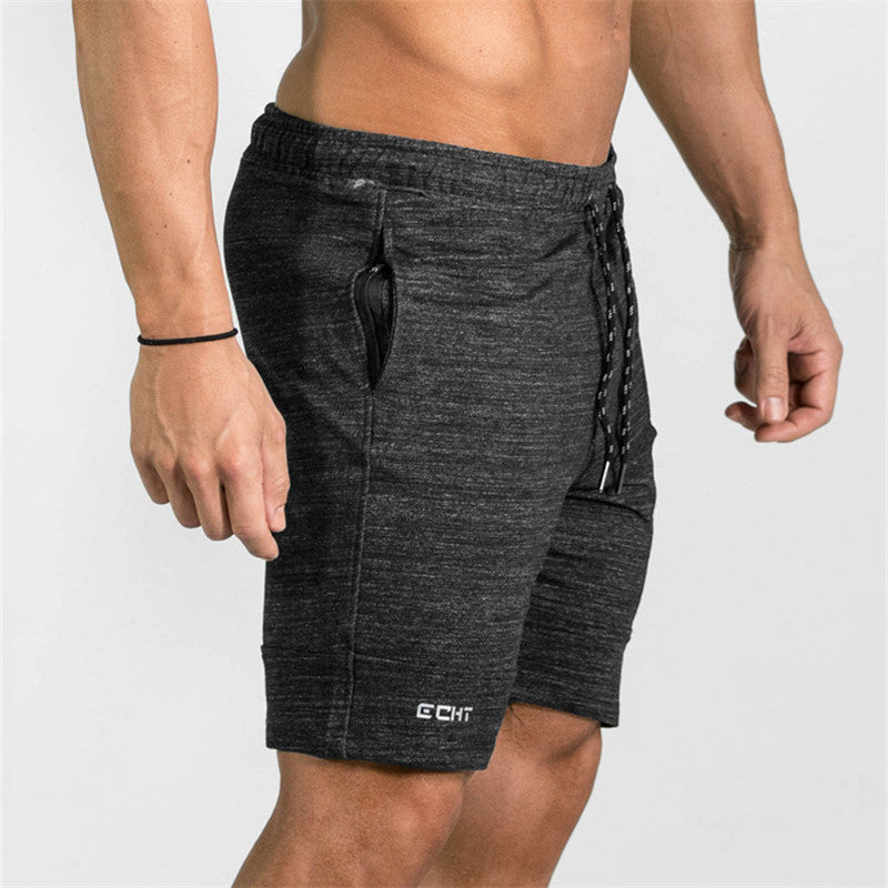 Summer Men's Gyms Shorts Bodybuilding Clothing Men Fitness Zipper Pathwork Workout Cotton Shorts - HJG