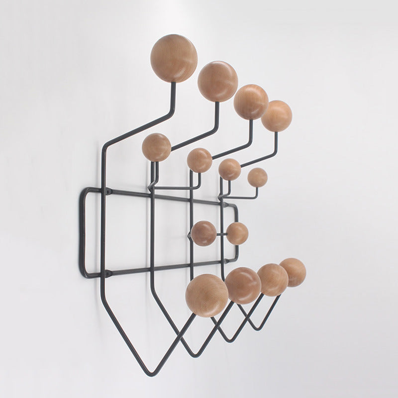 Kindergarten Iron Coat Rack With Solid Wood Ball