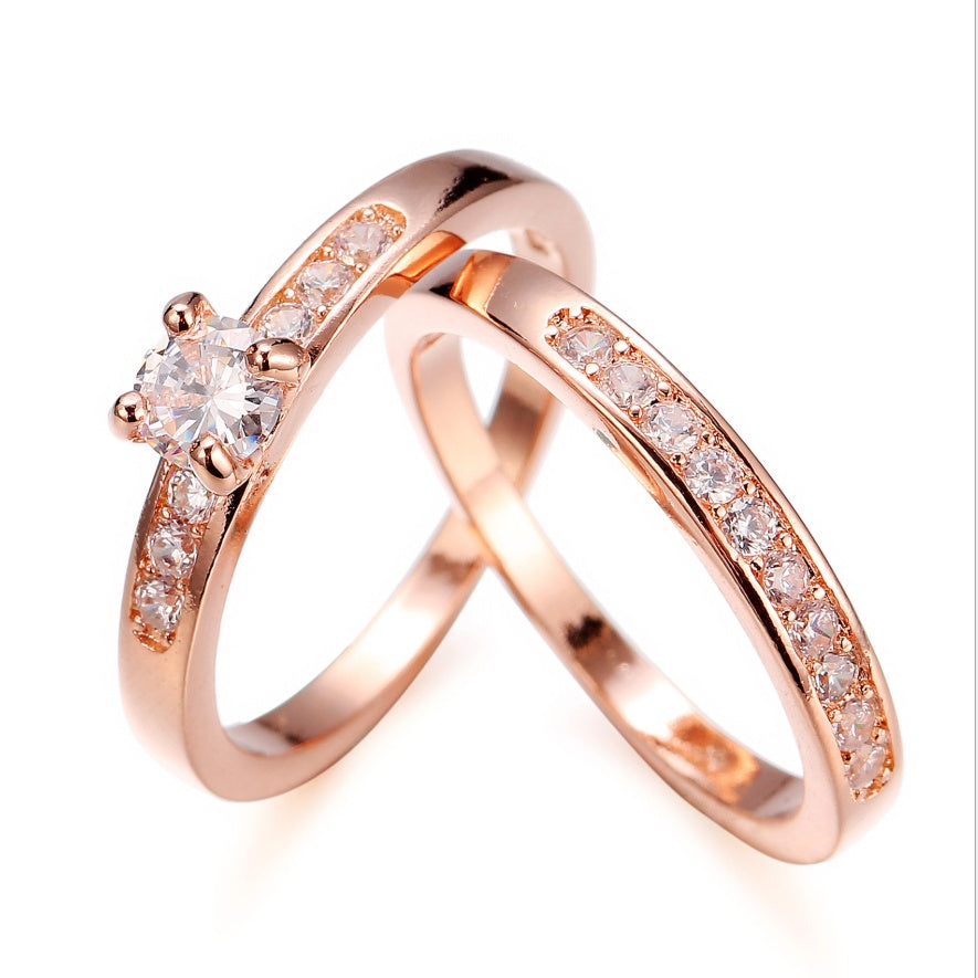 Rose gold ring with diamonds - HJG