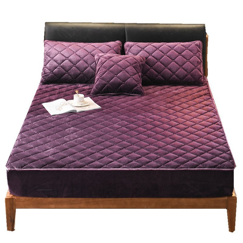 Crystal fleece padded bed cover