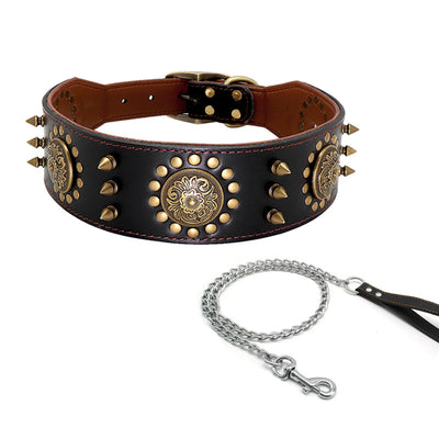 Studded Dog Collar Large Dog Anti-Bite Stud Dog Collar - HJG