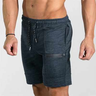 Summer Men's Gyms Shorts Bodybuilding Clothing Men Fitness Zipper Pathwork Workout Cotton Shorts - HJG