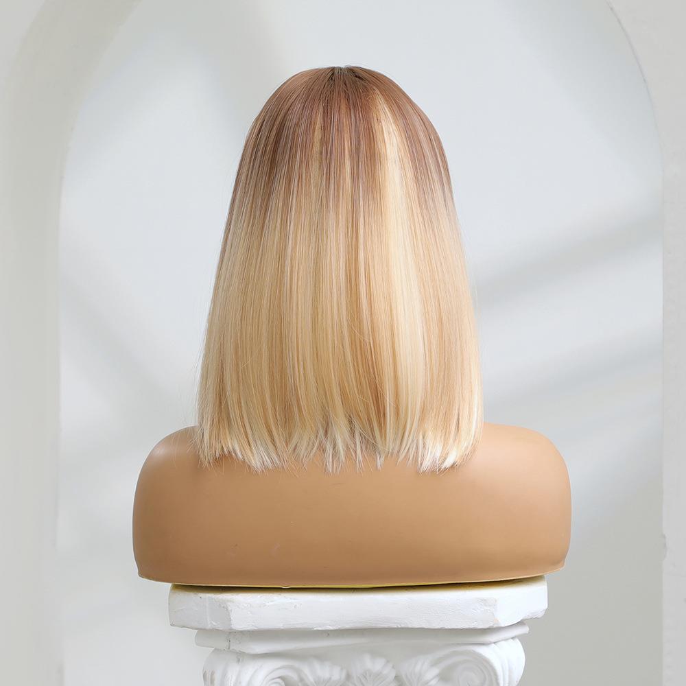 Center Part Ombre Platinum Mixed Color Highlights Headgear