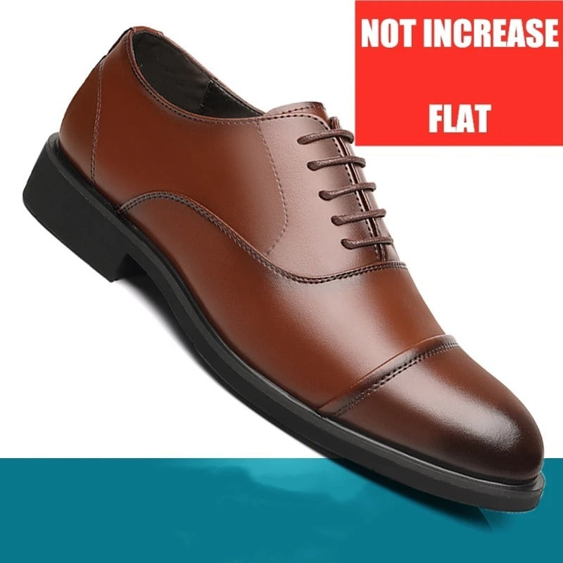 Leather Shoes Men's Height Increasing Insole Pointed Toe Wedding Shoes - HJG
