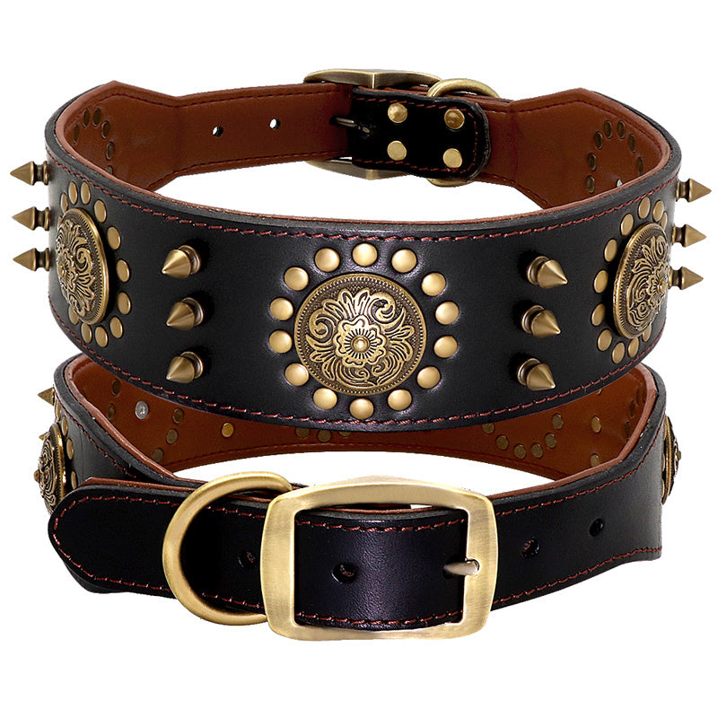 Studded Dog Collar Large Dog Anti-Bite Stud Dog Collar - HJG