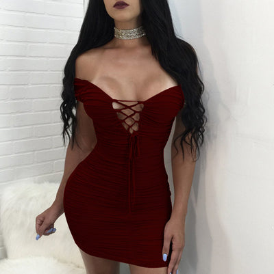 Deep V lace sexy dress