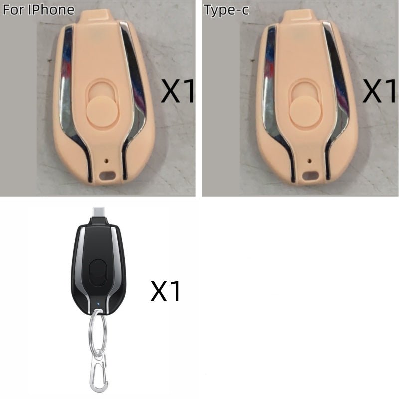 1500mAh Mini Power Emergency Pod Keychain Charger With Type - C Ultra - Compact Mini Battery Pack Fast Charging Backup Power Bank - HJG