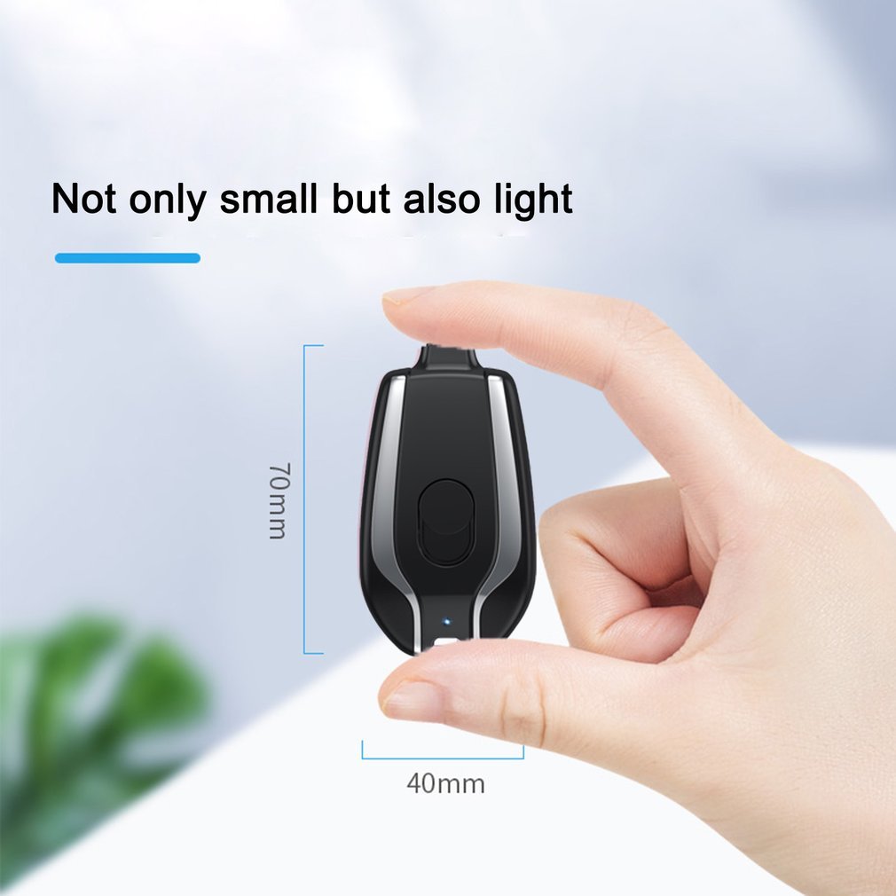 1500mAh Mini Power Emergency Pod Keychain Charger With Type - C Ultra - Compact Mini Battery Pack Fast Charging Backup Power Bank - HJG