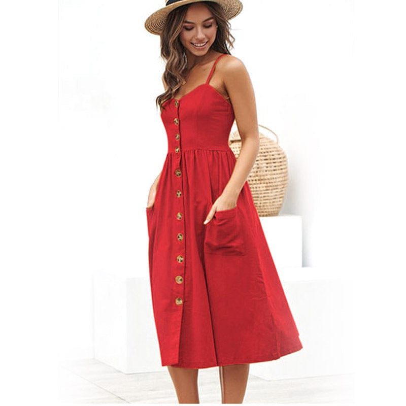 Sexy Sling Button Halter Dress Women