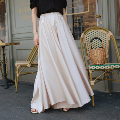 Women's High Waisted Satin Casual Trousers Slimming Drape Skirt Pants