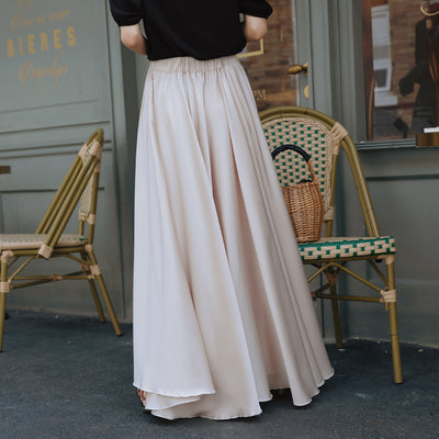 Women's High Waisted Satin Casual Trousers Slimming Drape Skirt Pants