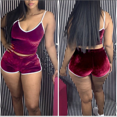 Super Soft Velvet Two-piece Shorts Nightclub Outfit