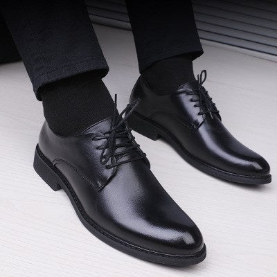 Black Shoes With Pointed Toe For Men - HJG