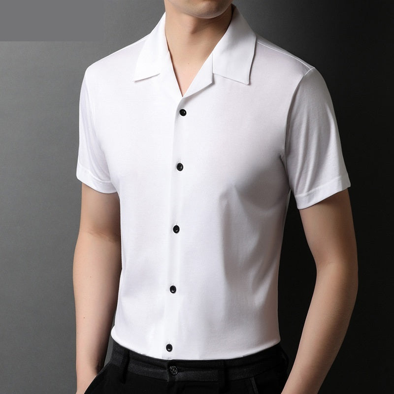 Cuban Collar Shirt Men Summer