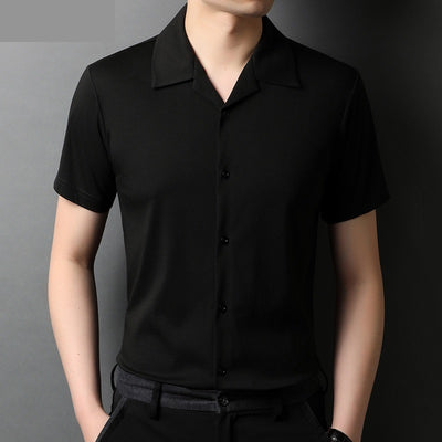 Cuban Collar Shirt Men Summer