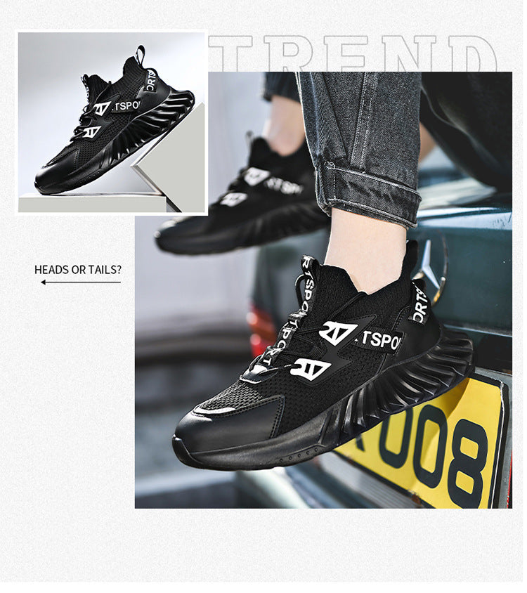 Foreign Trade Cross-Border 46 Large Size Men'S Shoes Summer Mesh Fly Woven Casual Sports Shoes Men'S Thick-Soled Ultra-Light Daddy Running Shoes - HJG