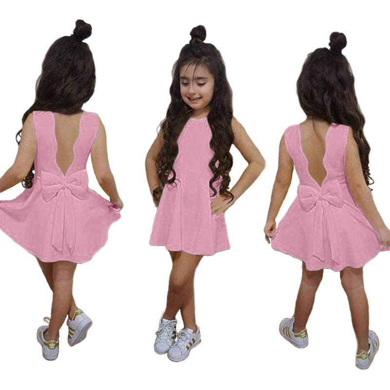 Children'S Clothing Summer Girls Sleeveless Halter Bow Girl Princess Dress Yp0265