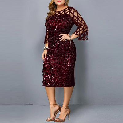 Party Dresses Sequin Plus Size Women's Sexy Night Club Dress