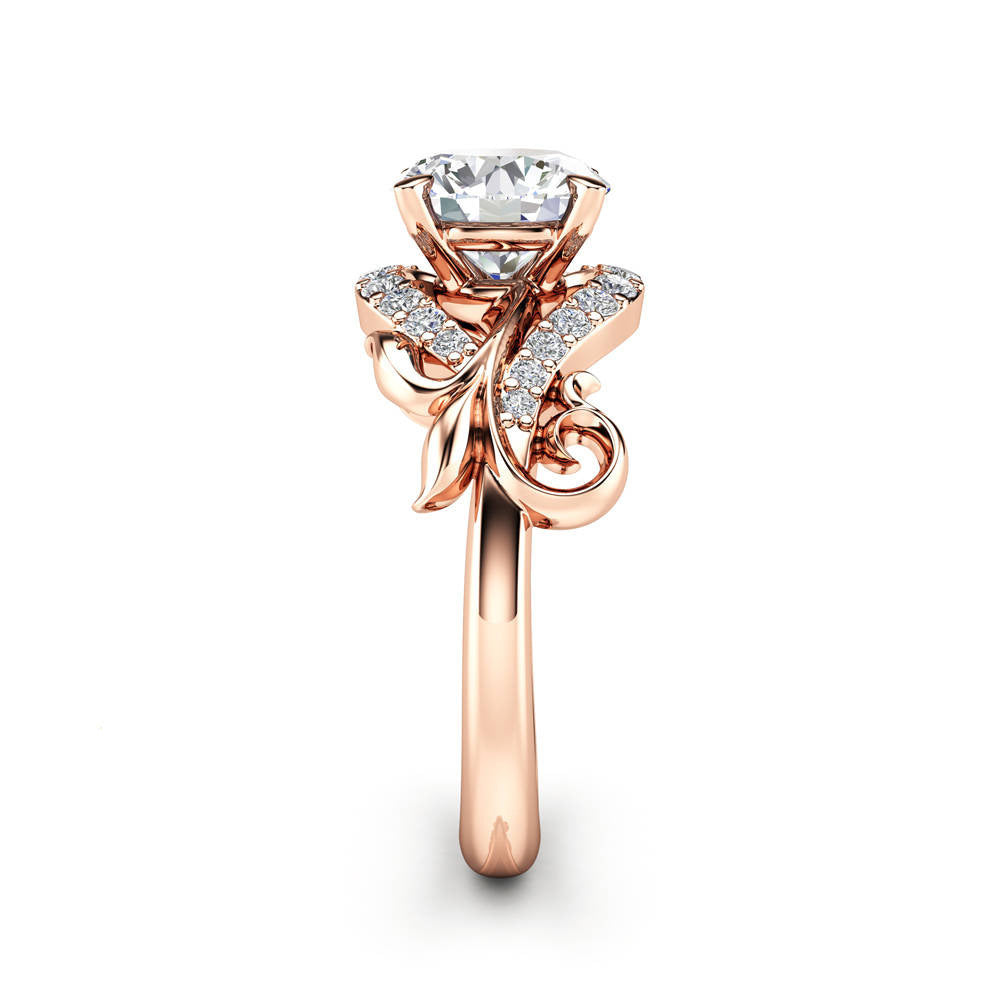 Beautiful Flower Design Bridal Jewelry Engagement Rings for Women Rose Gold Wedding Ring