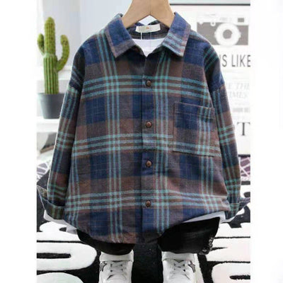 Children's Shirts, Boys' Plaid Shirts, Long Sleeves