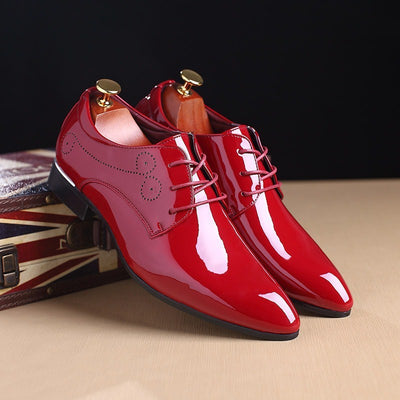 Men Leather Shoes Men Business Casual Dress Shoes - HJG