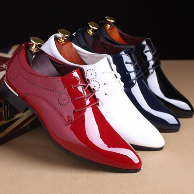 Men Leather Shoes Men Business Casual Dress Shoes - HJG