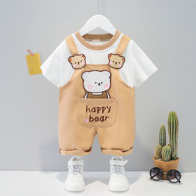 Children's Clothing Men And Women Baby Summer Cartoon Short-sleeved Overalls - HJG