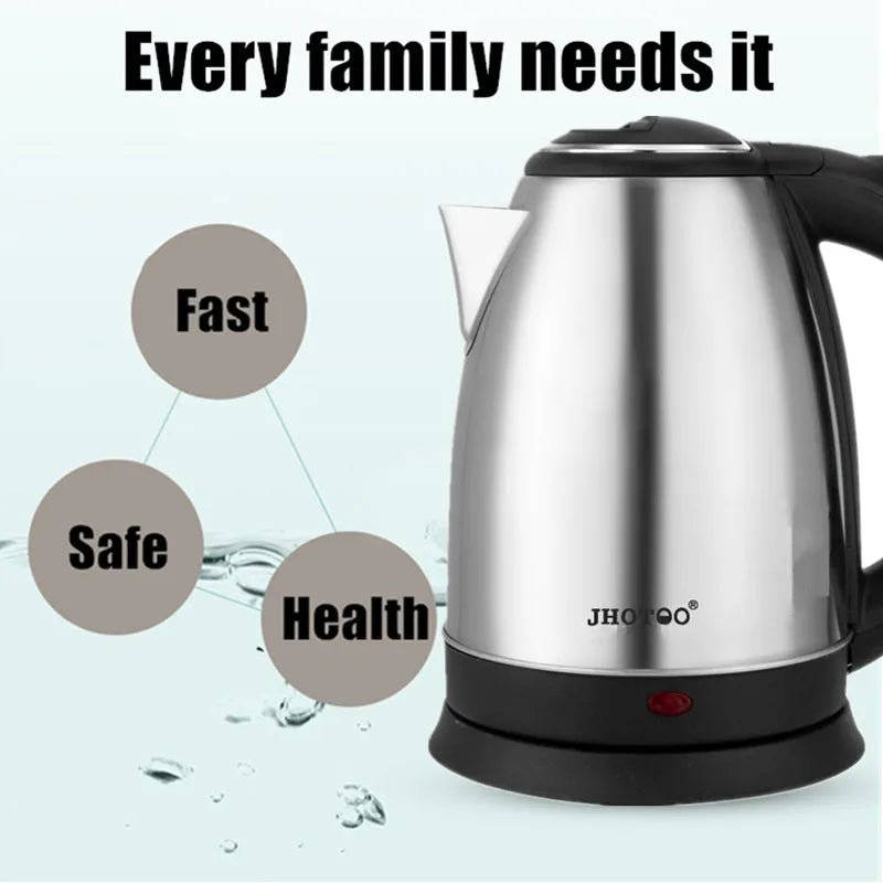 1.8L 220V Stainless Steel Electric Kettle Silver Black Base Separation Desion Rust - resistant Durable for Home During Travel - HJG