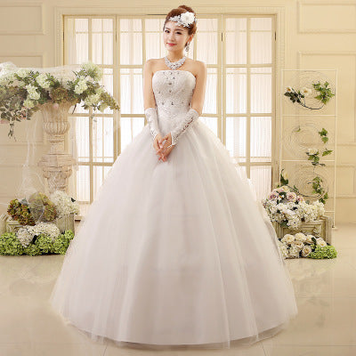 Korean style tube top wedding dress