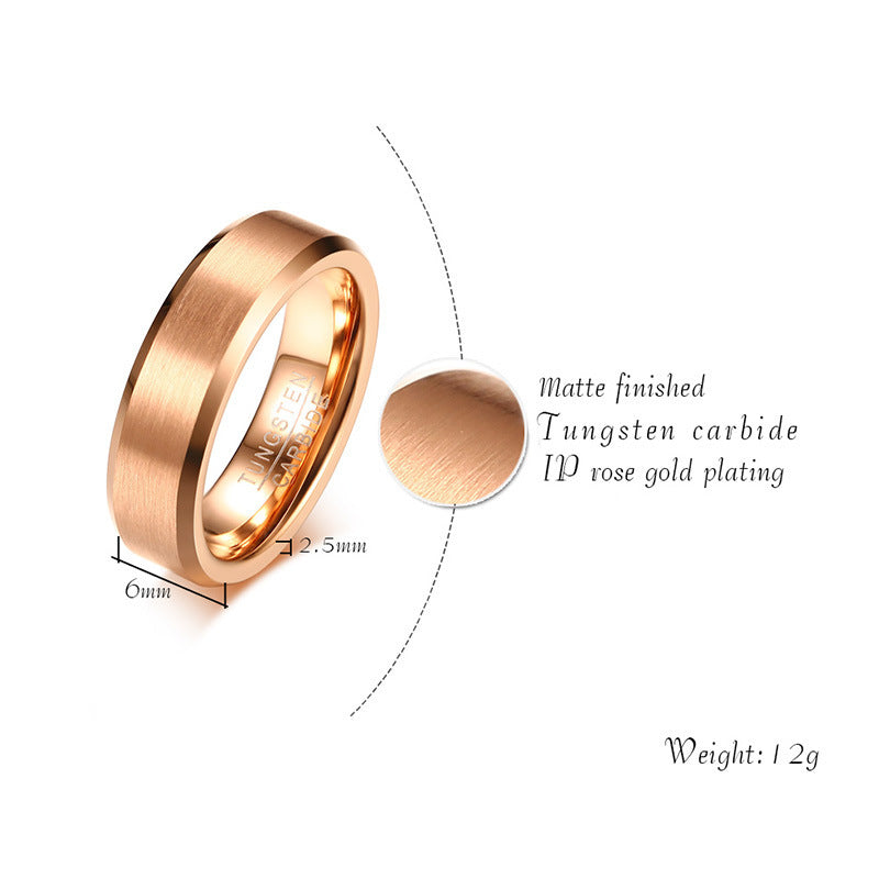 Tungsten steel brushed light body ring