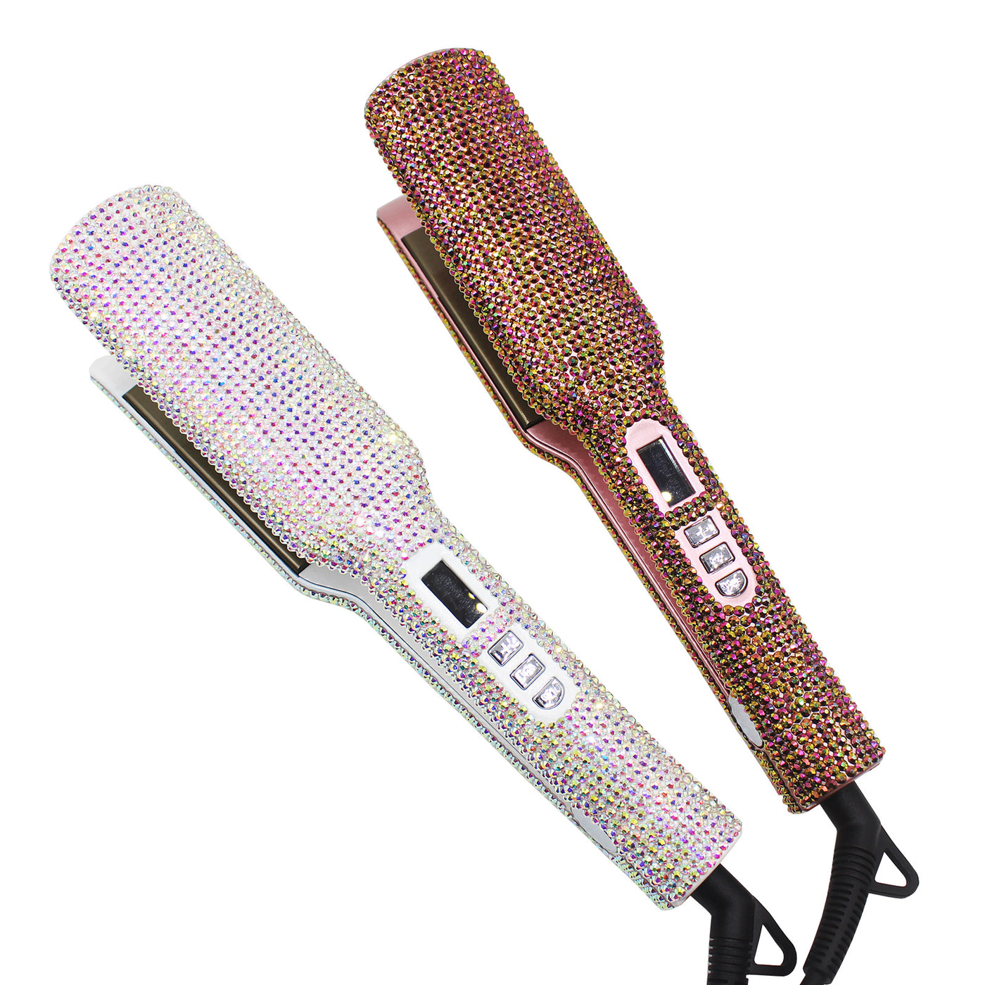 Wide Plate Inlaid Rhinestone Quartz Hair Straightener High Temperature Titanium