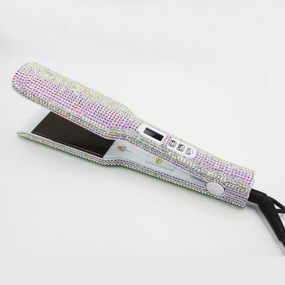 Wide Plate Inlaid Rhinestone Quartz Hair Straightener High Temperature Titanium