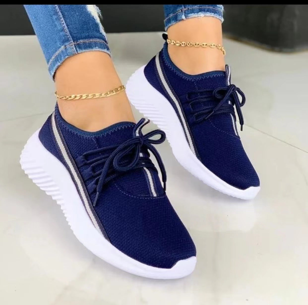 Stripe Sneakers For Women Sports Shoes