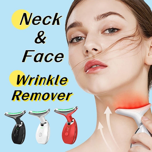 Neck Face Beauty Device Colorful LED Photon Therapy Skin Tighten Reduce Double Chin Anti Wrinkle Remove Lifting Massager - HJG
