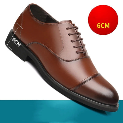 Leather Shoes Men's Height Increasing Insole Pointed Toe Wedding Shoes - HJG