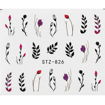 1Pcs Water Nail Decal and Sticker Flower Leaf Tree Green Simple Summer DIY Slider for Manicure Nail Art Watermark Manicure Decor - HJG