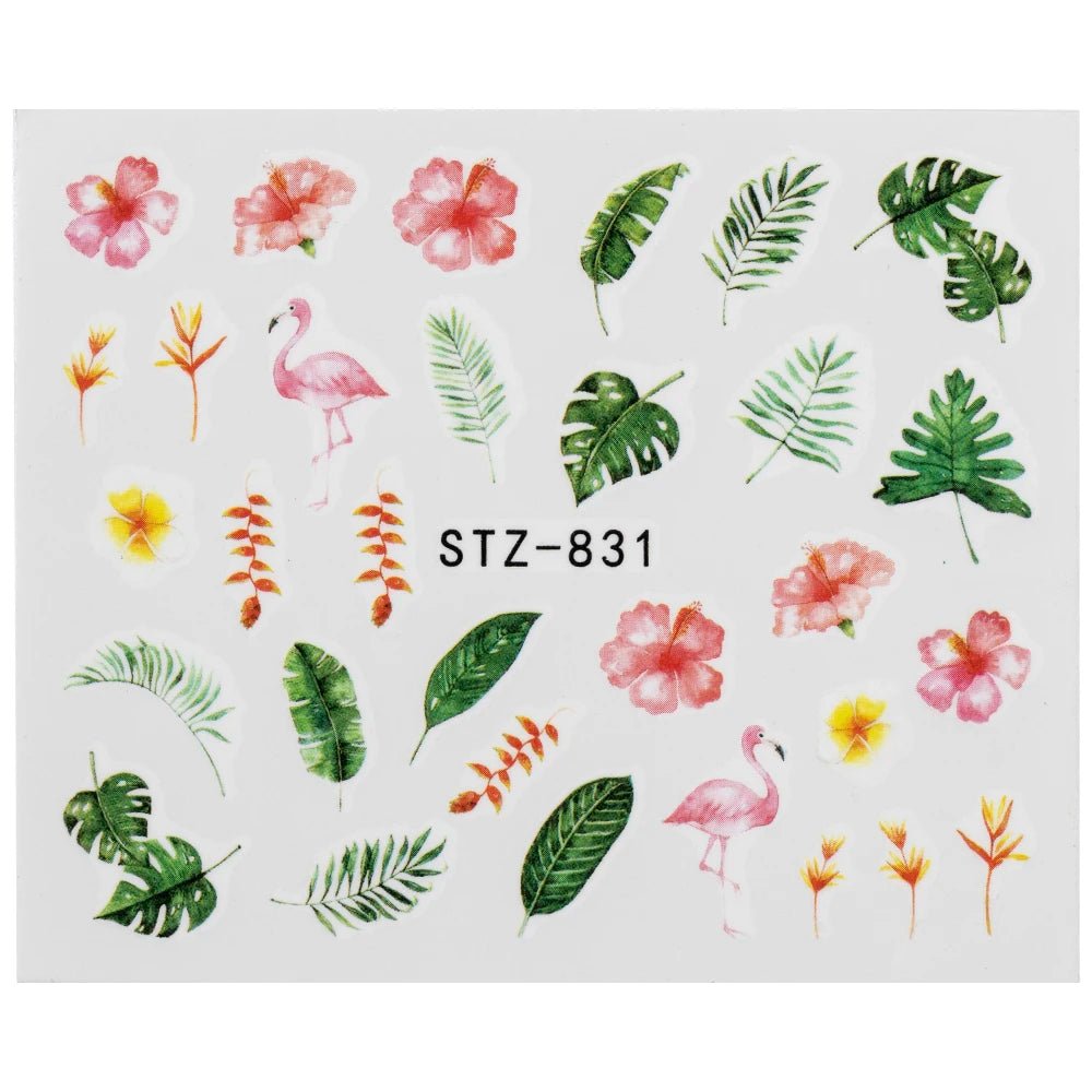 1Pcs Water Nail Decal and Sticker Flower Leaf Tree Green Simple Summer DIY Slider for Manicure Nail Art Watermark Manicure Decor - HJG