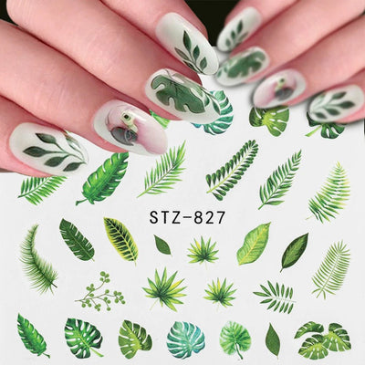 Water Nail Decals, Flower Leaf Tree- HJG