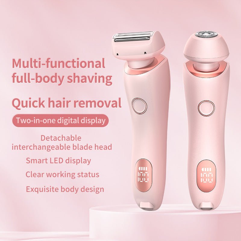 2 In 1 Hair Removal Epilator USB Rechargeable Trimmer Women Body Razor Face Leg Armpit Bikini Hand Pubic Shaver Hair Remover - HJG