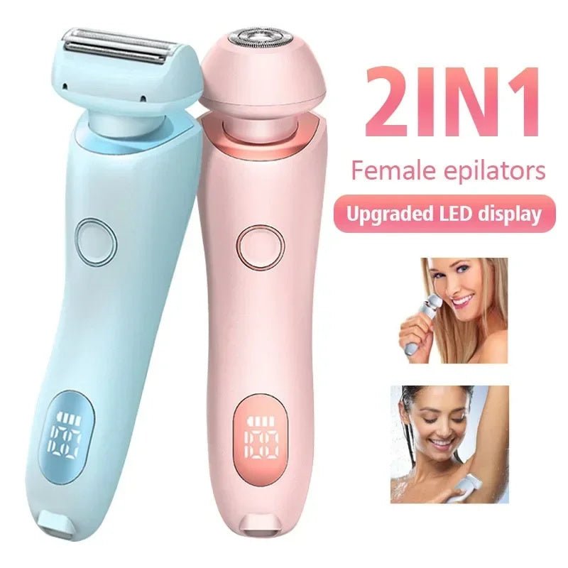 2 In 1 Hair Removal Epilator USB Rechargeable Trimmer Women Body Razor Face Leg Armpit Bikini Hand Pubic Shaver Hair Remover - HJG