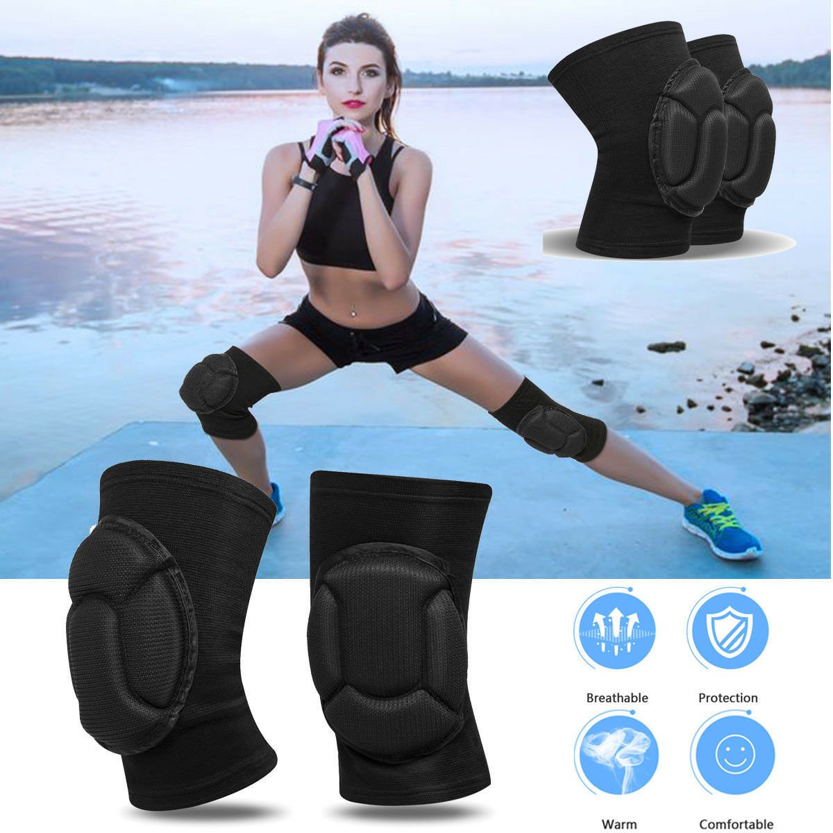 2 x Professional Knee Pads Leg Protector For Sport Work Flooring Construction - HJG