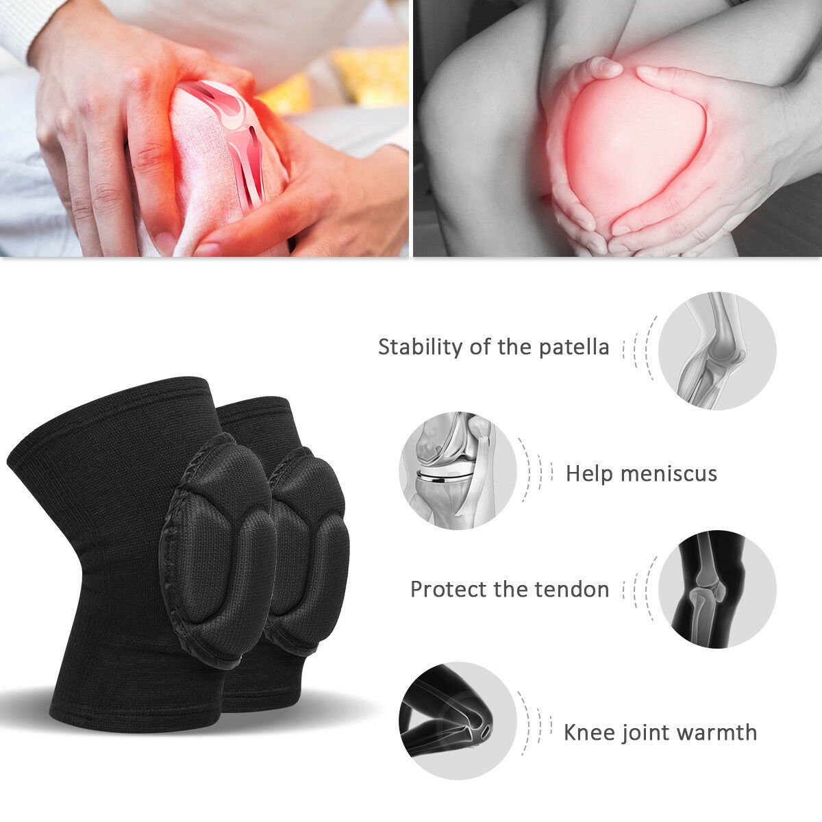 2 x Professional Knee Pads Leg Protector For Sport Work Flooring Construction - HJG