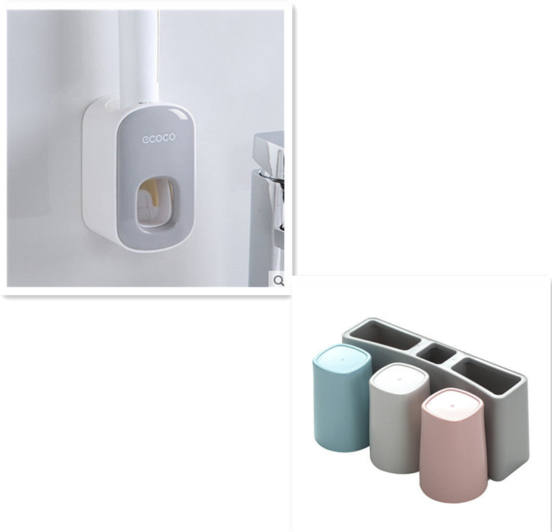 Wall Mounted Automatic Toothpaste Holder Bathroom Accessories Set Dispenser - HJG